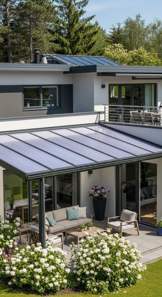 Polycarbonate Roof Panels above patio