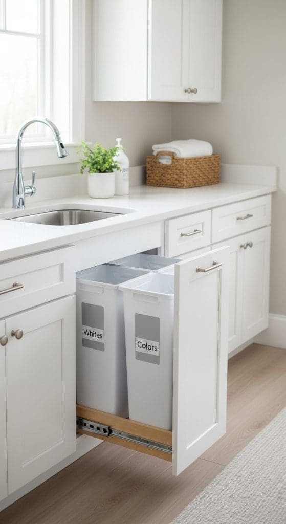 Pull-Out Laundry Sorter Under the Countertop