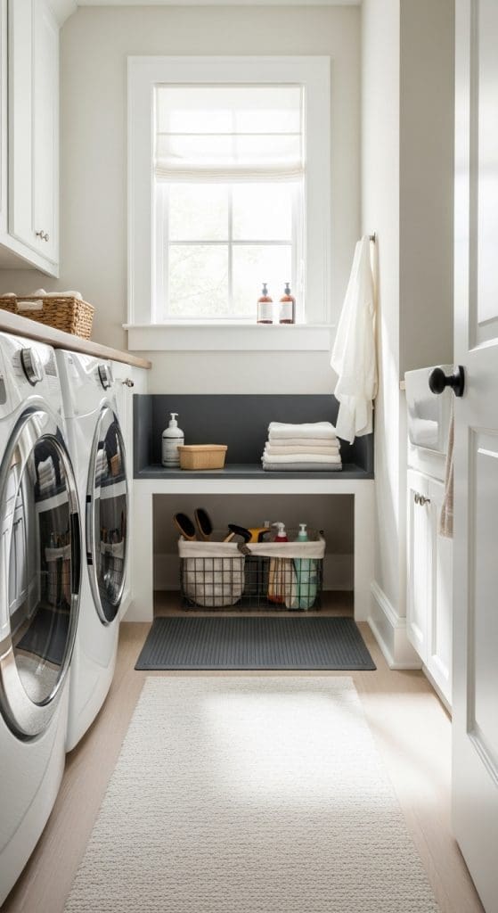 Small Pet Cleaning Zone at One End in laundry room