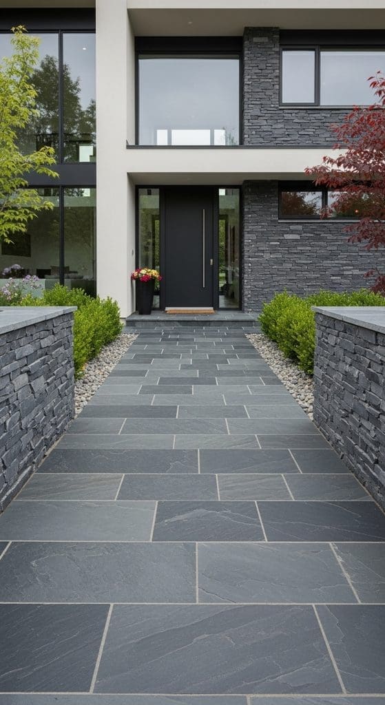 Slate tile walkway