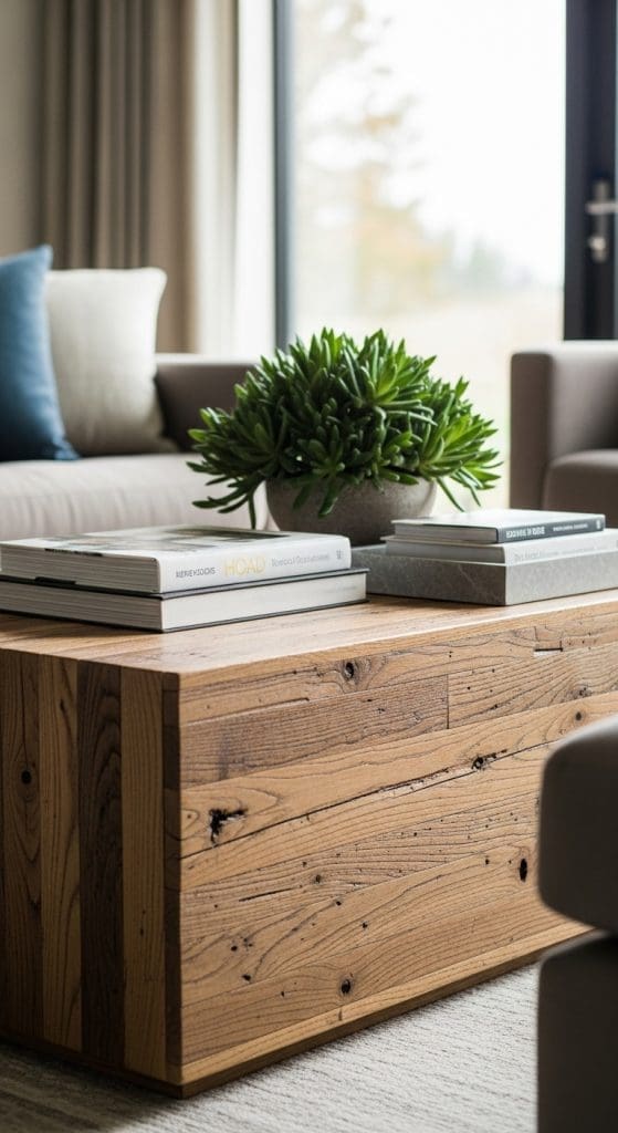 mix organic structured elements on coffee table