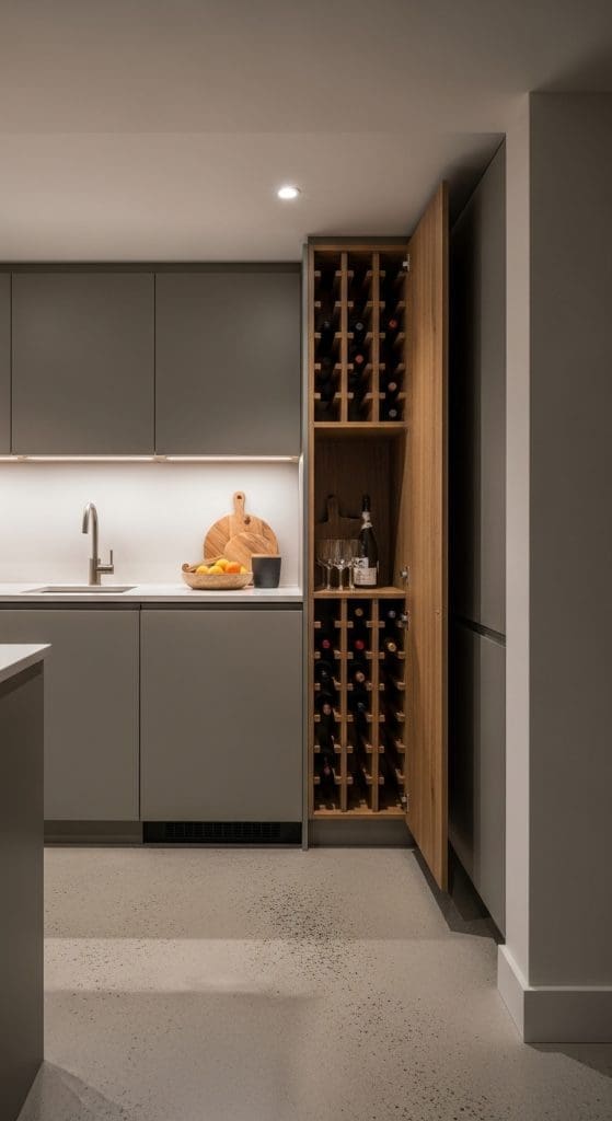 wine rack in Basement Kitchen