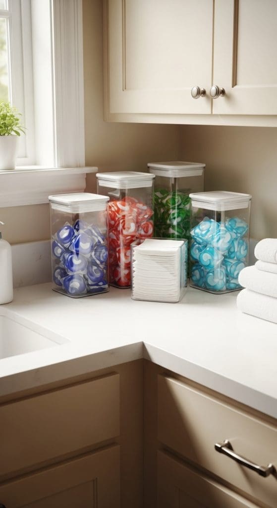 Pods and Sheets in Airtight Canisters on the Counter