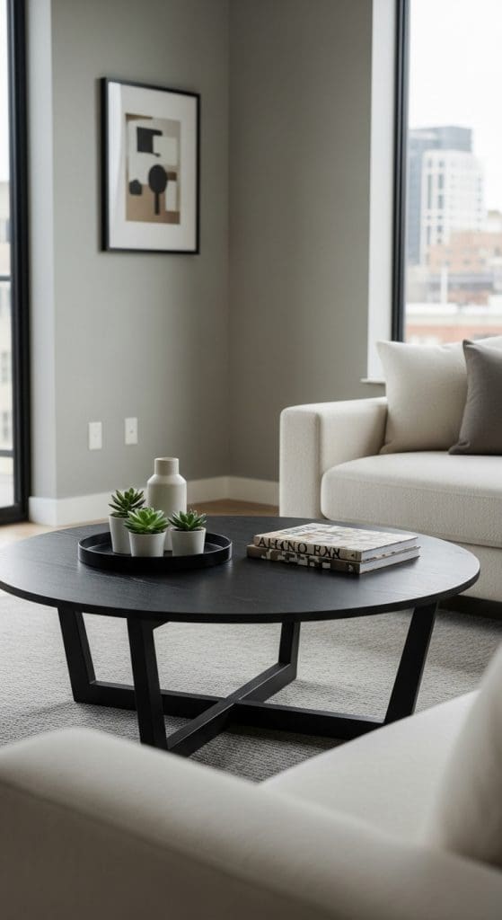 embracing negative space on a round coffee table