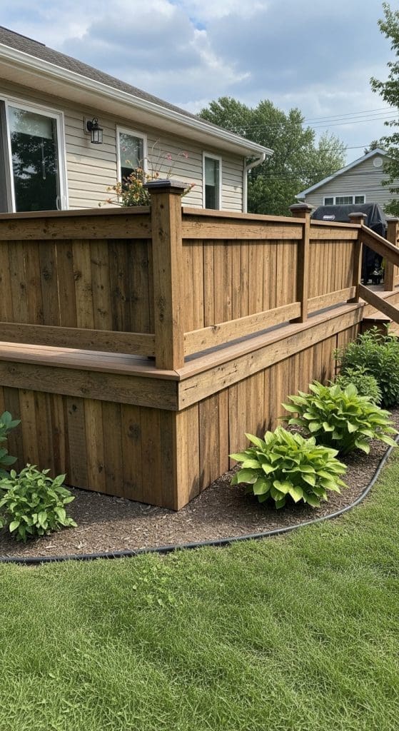 barn wood used as deck skirting 