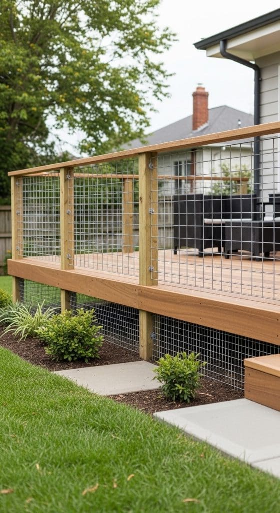 galvanized wire panels used as deck skirting 