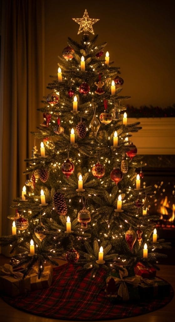 Christmas tree decor with led candles
