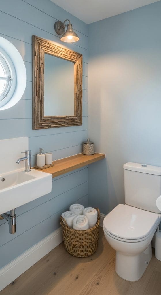 wooden elements in a small toilet