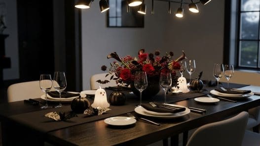 elegant halloween dining table decor