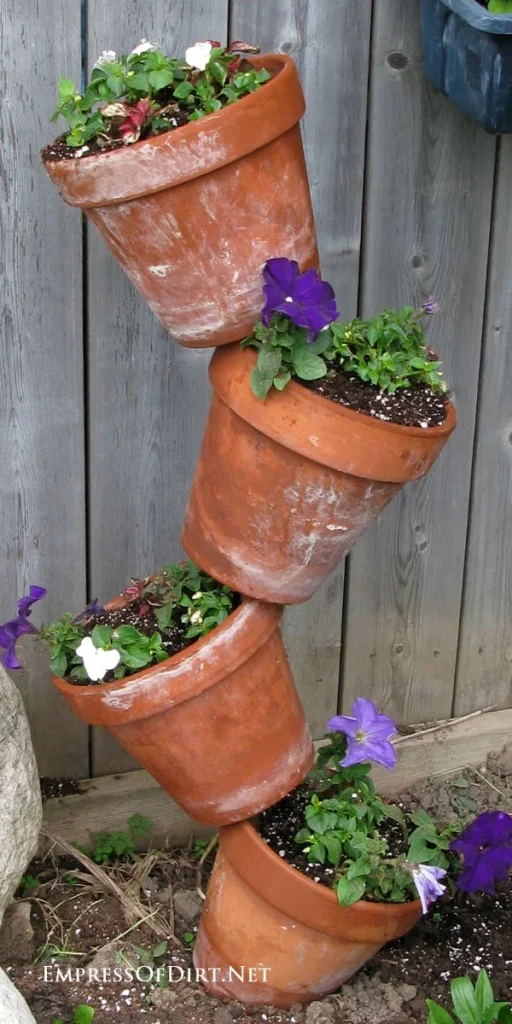 teracotta pot tower cheap DIY planter ideas