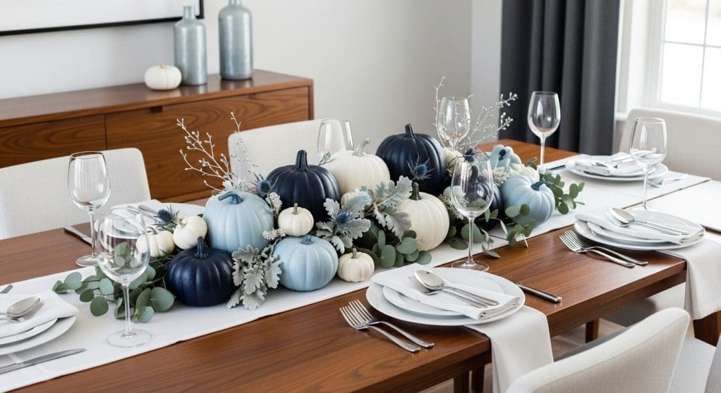 Blue Thanksgiving Table Decor