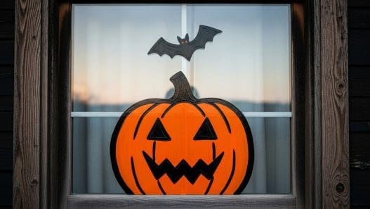 simple diy window painting of a pumpkin