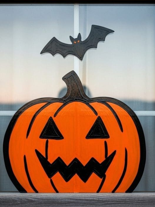 simple diy window painting of a pumpkin