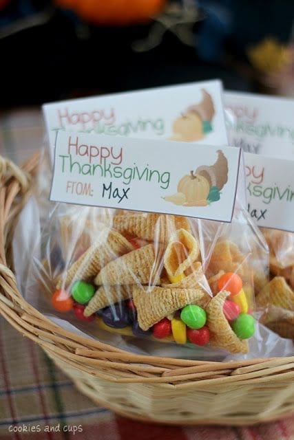 basket full of cornucopia treats for thanksgiving office treats