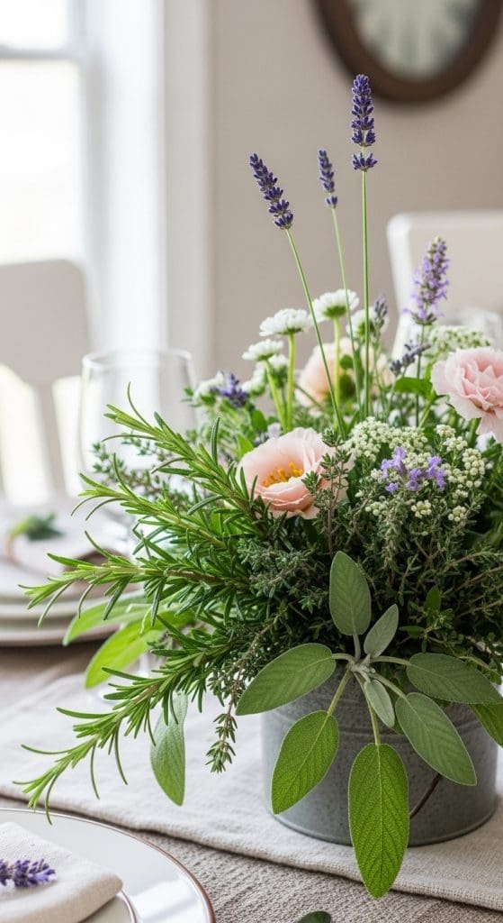 Wildflowers used as a Thanksgiving tablescape