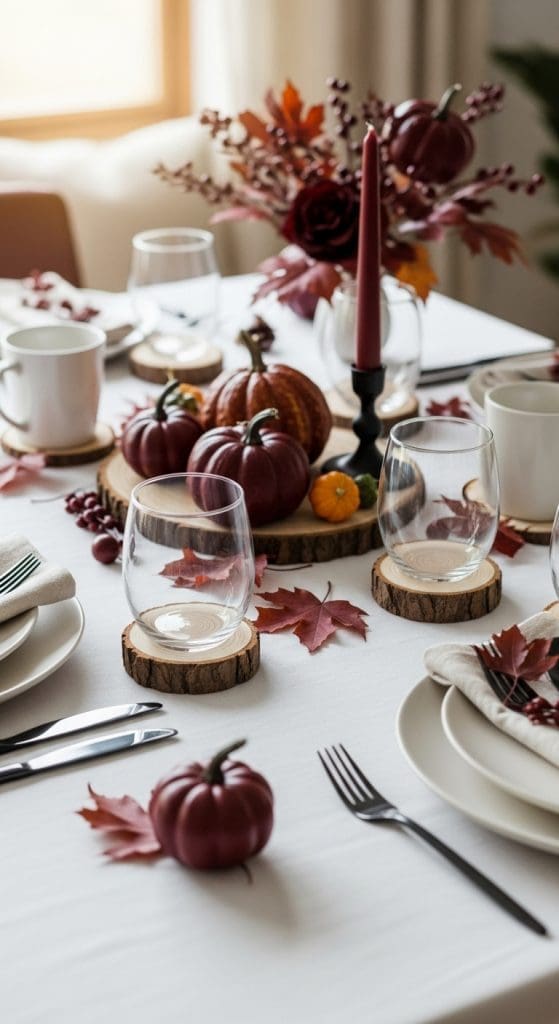 rustic wooden placemats used for drinking glass