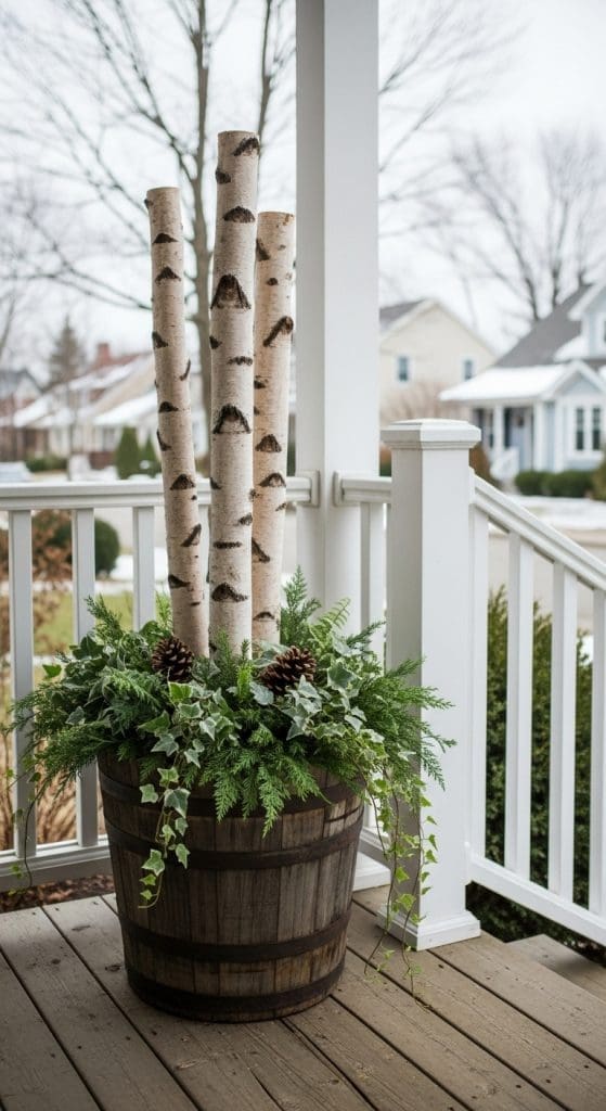 tall nordic wood in a planter 