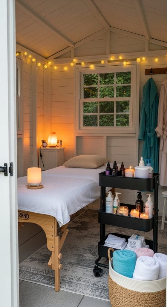 she shed spa and massage area