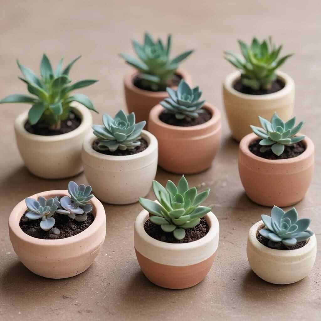 mini succulents in clay pots as Thanksgiving Table Favors