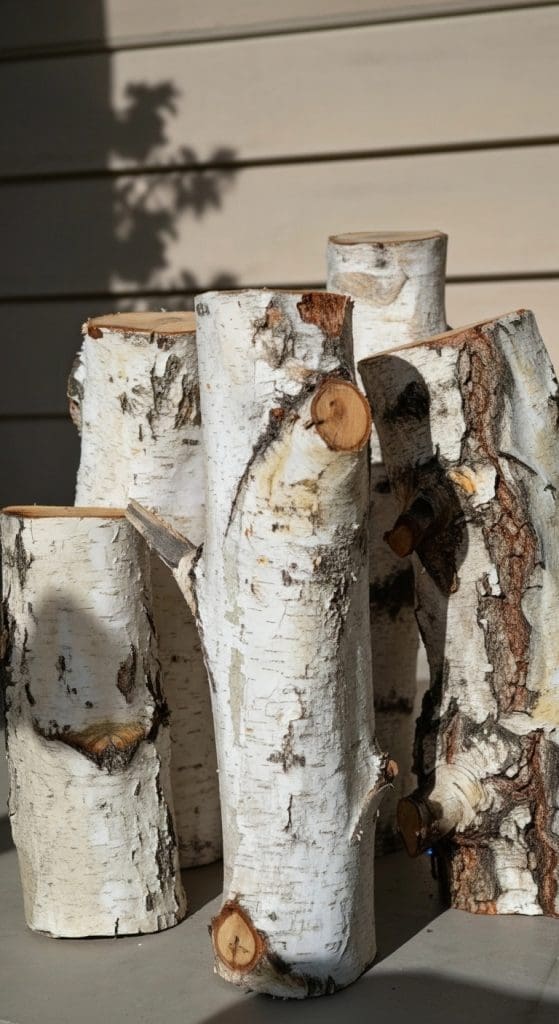 logs that can be used to make a DIY Christmas Candle Holders