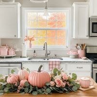 pink fall decor kitchen